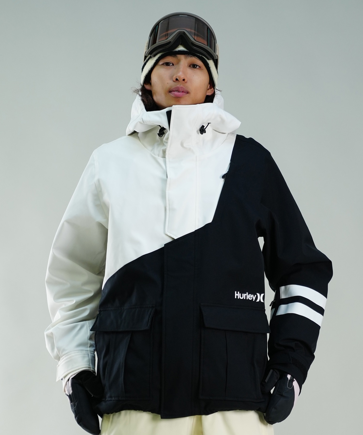 セットアイテム対象  HURLEY ハーレー スノーボード ウェア ジャケット ユニセックス BLOCK PARTY SNOW ムラサキスポーツ 24-25モデル LL I20(BLK-S)
