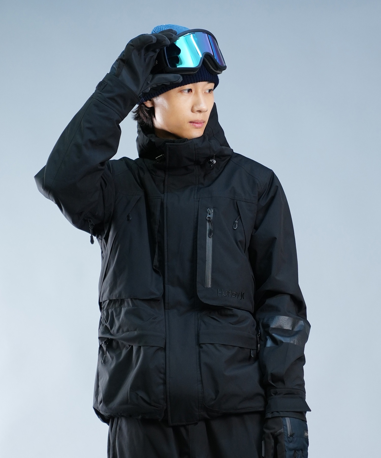 セットアイテム対象  HURLEY ハーレー スノーボード ウェア ジャケット ユニセックス RIPSTOP SNOW JK ムラサキスポーツ 24-25モデル LL F19(BKBK-S)