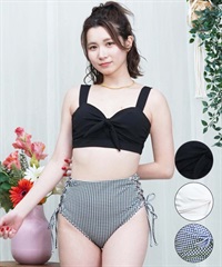 LAETITIA レリッタ 水着 レディース バンドゥ ハイウエスト ギンガムチェック 441201(BK-9)