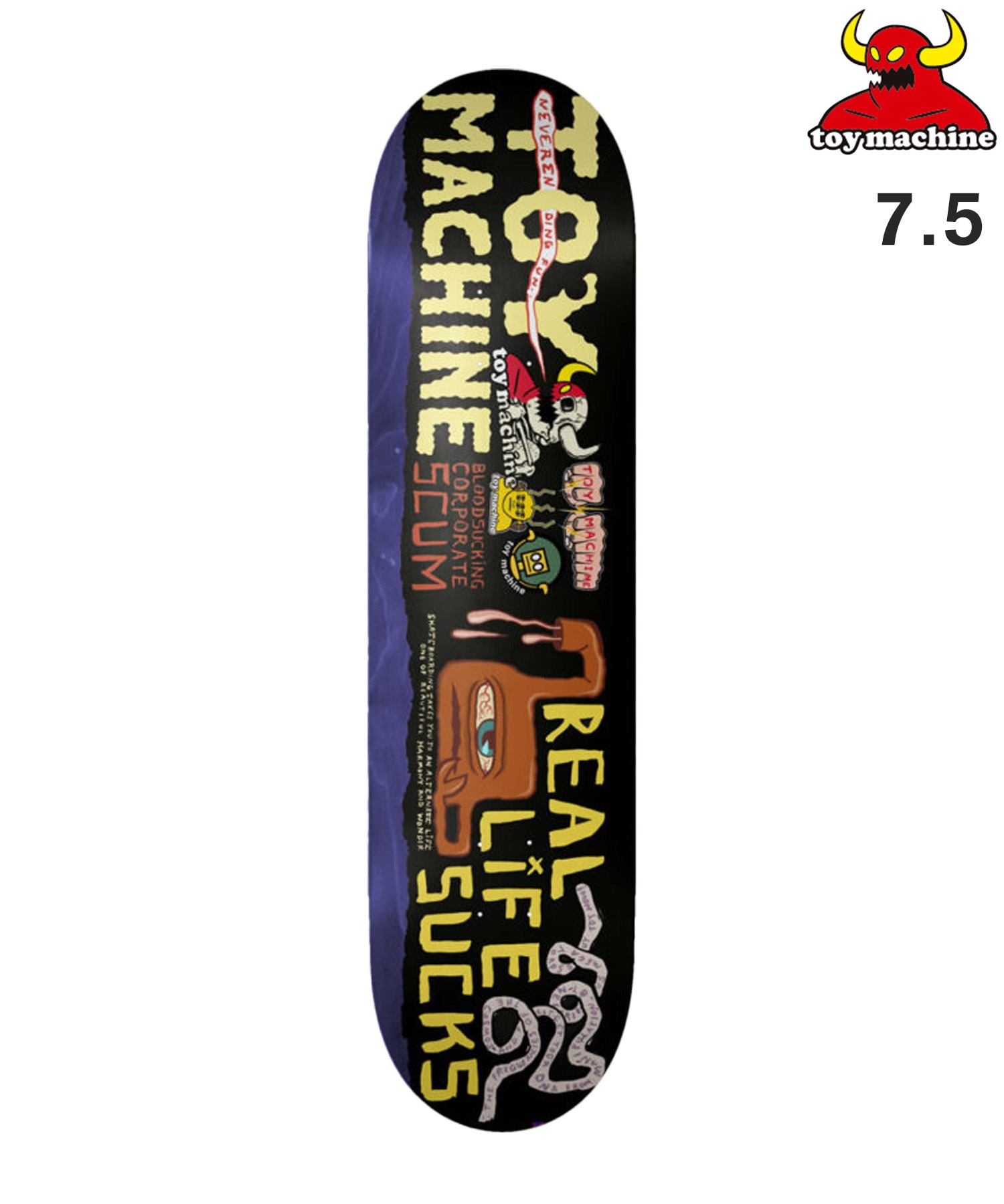 TOYMACHINE トイマシーン スケートボード デッキ 7.5inch NEVER ENDING ムラサキスポーツ(ONE-7.5inch)