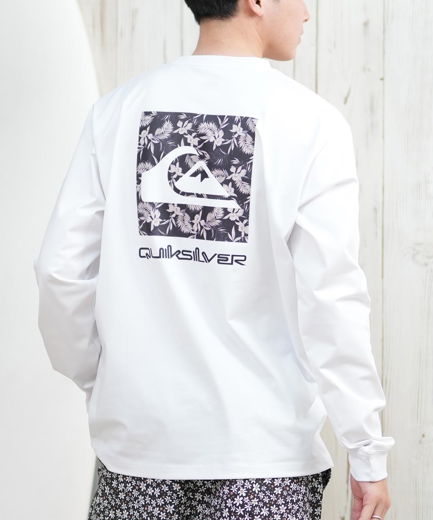 QUIKSILVER クイックシルバー ラッシュガード メンズ 長袖 Tシャツ ロンT バックプリント 水陸両用 UVカット QLY251628M ムラサキスポーツ限定(WHT2-M)