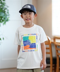 THE NORTH FACE ザ・ノース・フェイス Tシャツ キッズ 半袖 吸汗速乾 UVカット ショートスリーブゲットモテッドグラフィックティー NTJ32575(WD-130cm)