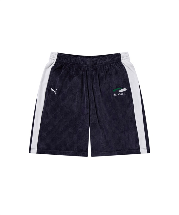 【8月30日発売】PUMA プーマ ハーフパンツ ショートパンツ メンズ PUMA × BlackEyePatch セットアップ対応 OVAL ロゴ モノグラム ベロア ショーツ 636076