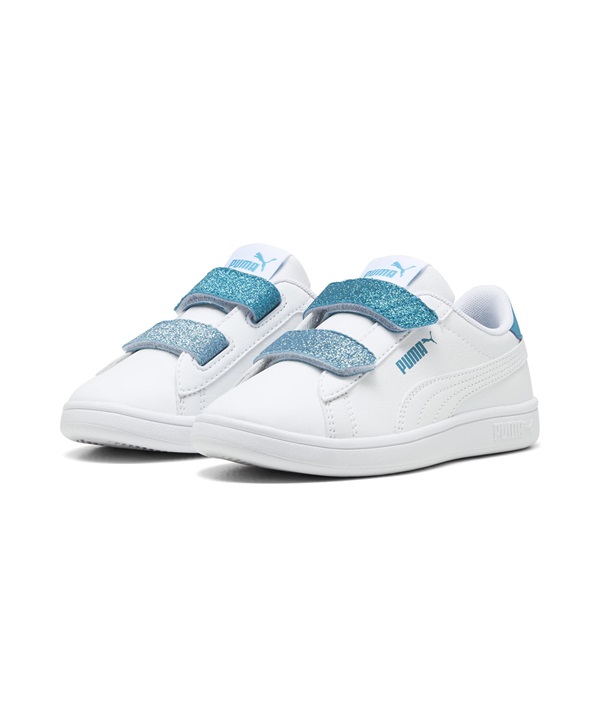 PUMA プーマ スニーカー キッズ ジュニア 子供 靴 シューズ ローカット スマッシュ3.0 グリッター V PS 395609