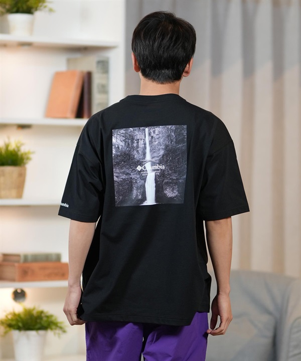 Columbia コロンビア 半袖 Tシャツ メンズ オーバーサイズTシャツ UVケア バックプリント PM4502 ムラサキスポーツ限定