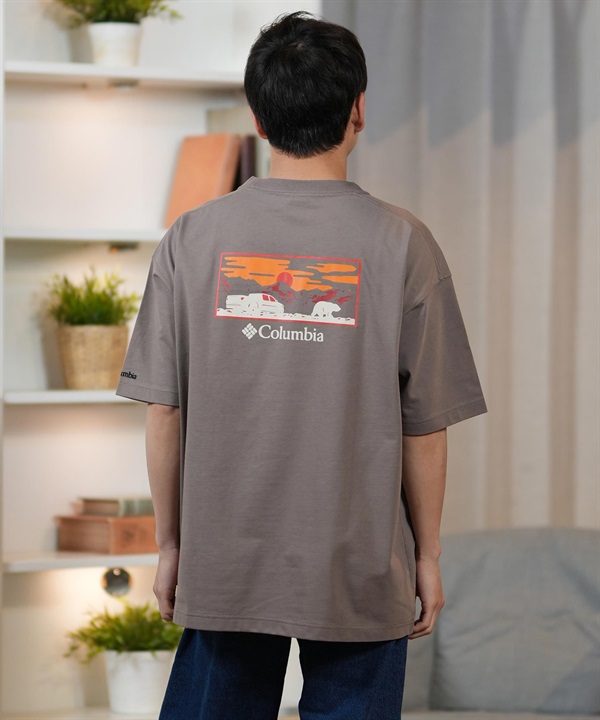 Columbia コロンビア 半袖 Tシャツ メンズ オーバーサイズTシャツ UVケア バックプリント PM4502 ムラサキスポーツ限定