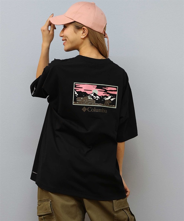 Columbia コロンビア 半袖 Tシャツ レディース バックプリント ロゴ オーバーサイズ UVカット PM4502-LADY ムラサキスポーツ限定