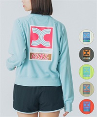 X-girl SPORTS エックスガールスポーツトレーナー レディース クルーネック スウェット バックプリント クロップド丈 UVカット 吸水速乾 155251012004