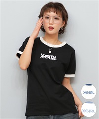 X-girl エックスガール 半袖 Tシャツ レディース リンガーシャツ フロントロゴ LOGO S S RINGER CLASSIC TEE 105251011031