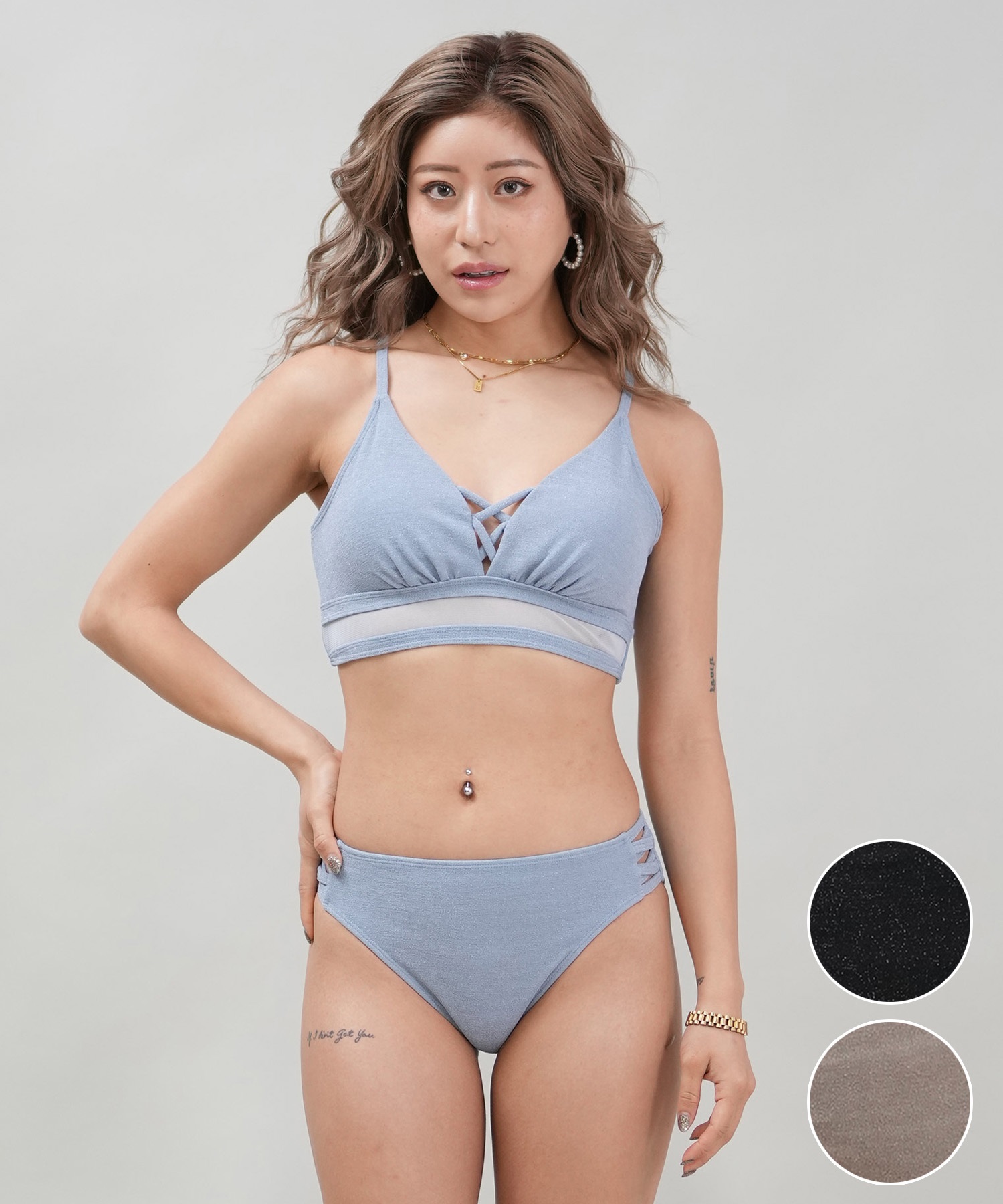 GYDA ジェイダ 水着 レディース ラメジョーセット シースルーレースアップ 404060