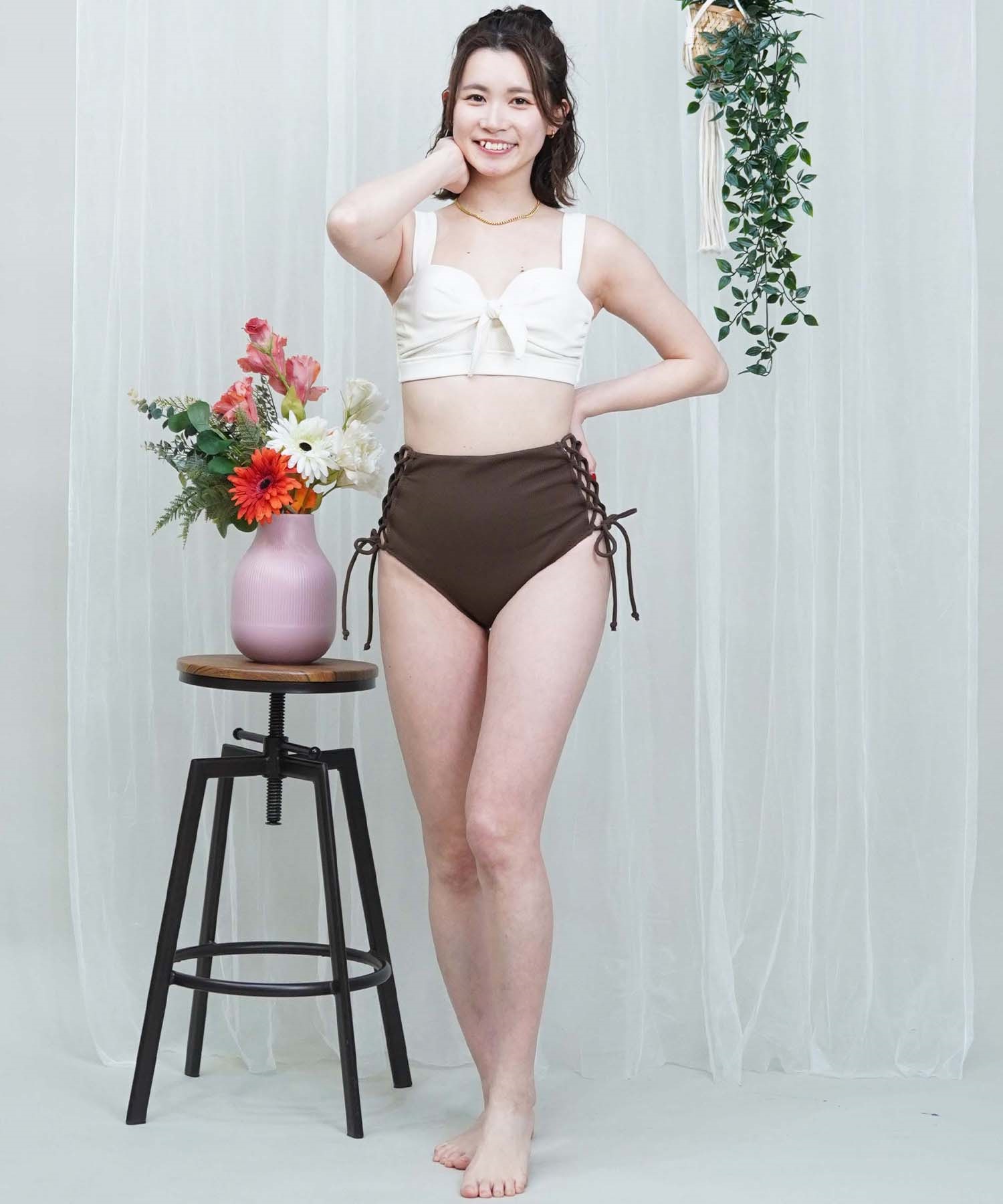 LAETITIA レリッタ 水着 レディース バンドゥ ハイウエスト ギンガムチェック 441201(BK-9)