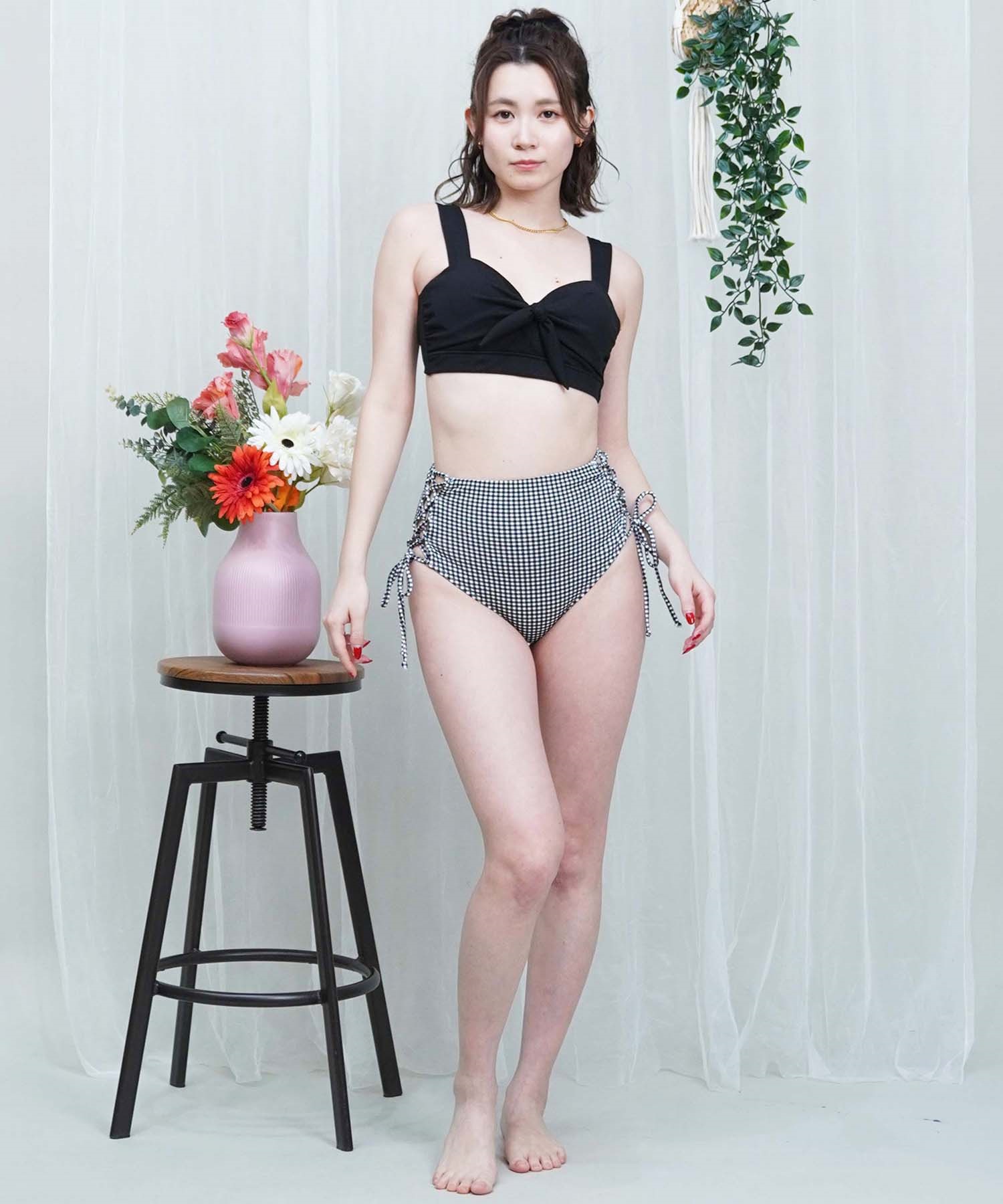 LAETITIA レリッタ 水着 レディース バンドゥ ハイウエスト ギンガムチェック 441201(BK-9)