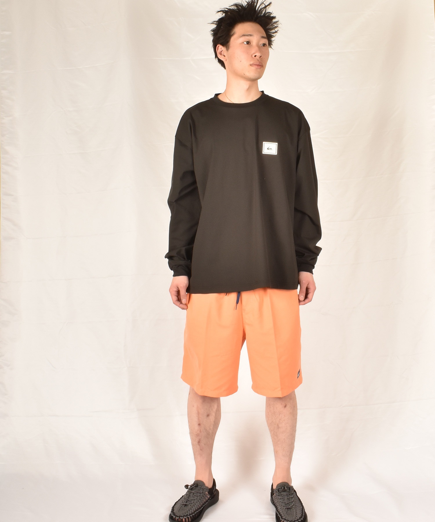 QUIKSILVER クイックシルバー ラッシュガード メンズ 長袖 Tシャツ ロンT バックプリント水陸両用 UVカット QLY251627M ムラサキスポーツ限定(WHT-M)