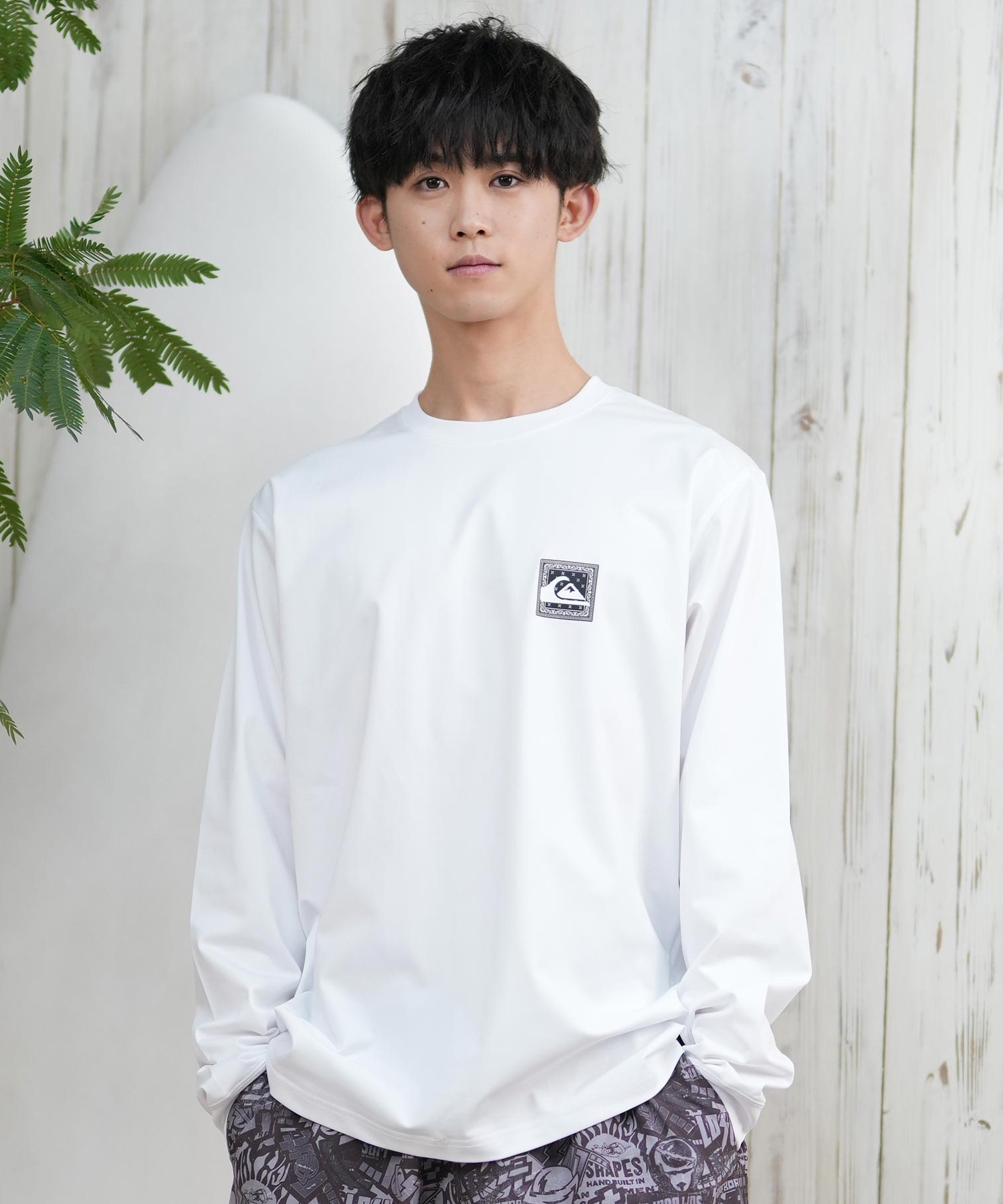 QUIKSILVER クイックシルバー ラッシュガード メンズ 長袖 Tシャツ ロンT バックプリント 水陸両用 UVカット QLY251628M ムラサキスポーツ限定(WHT1-M)
