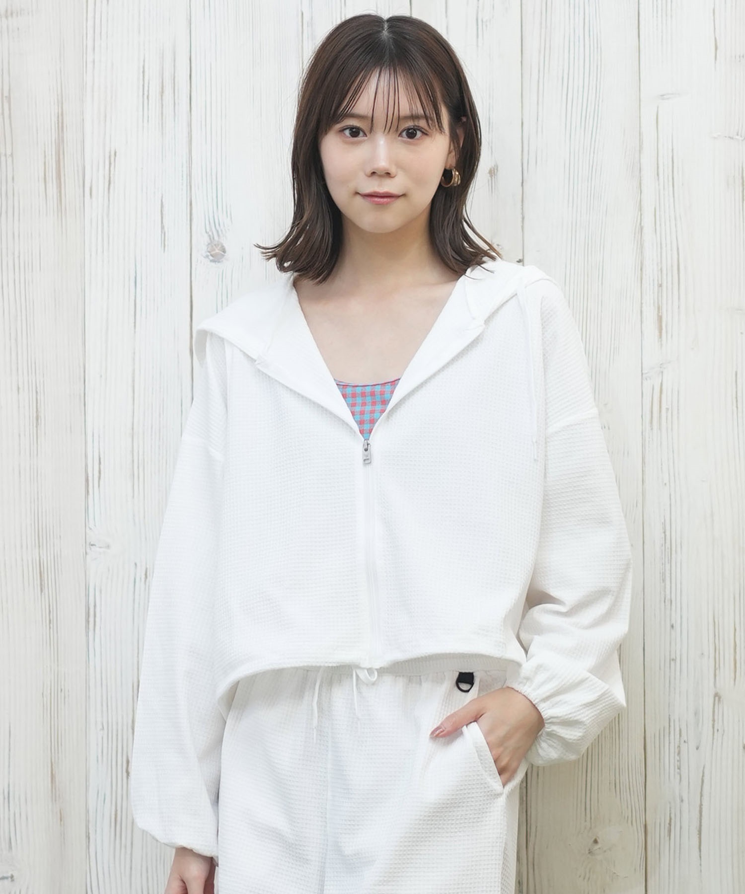 ROXY ロキシー ラッシュガード レディース パーカー ジップアップ 長袖 水陸両用 UVカット SEASIDE BLUE RLY251049(BLK-M)
